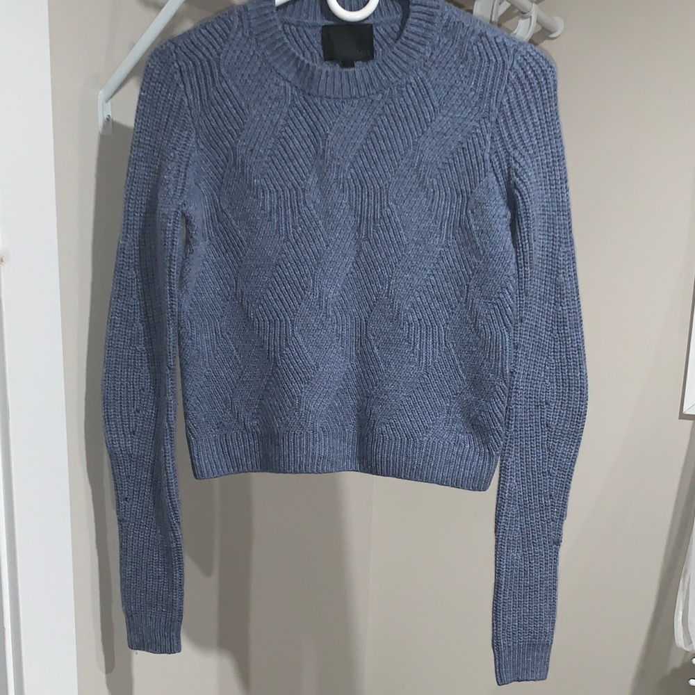 INTERMIX Slate Blue Cable Crewneck Sweater